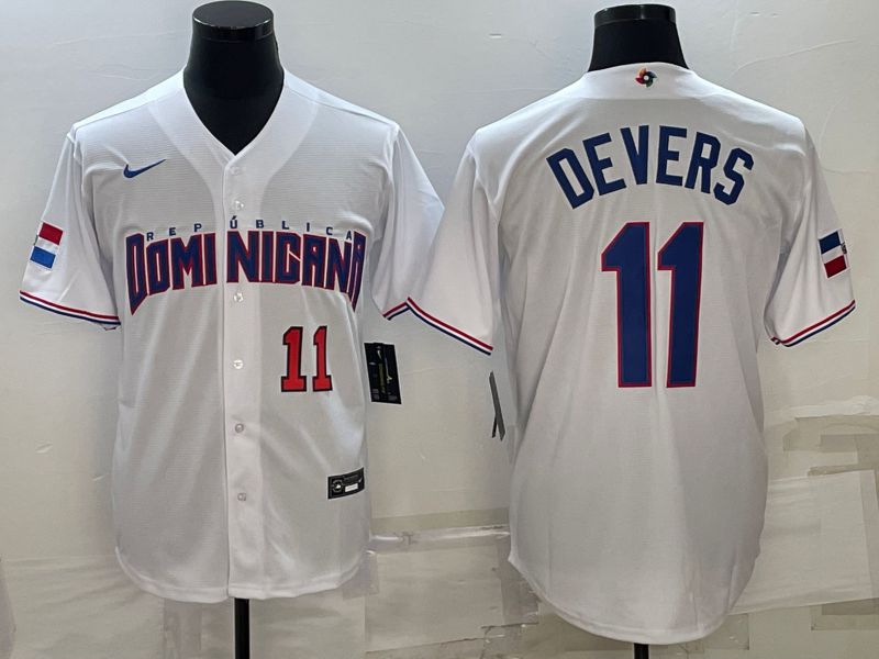 Men 2023 World Cub #11 Devers White Nike MLB Jersey5->more jerseys->MLB Jersey